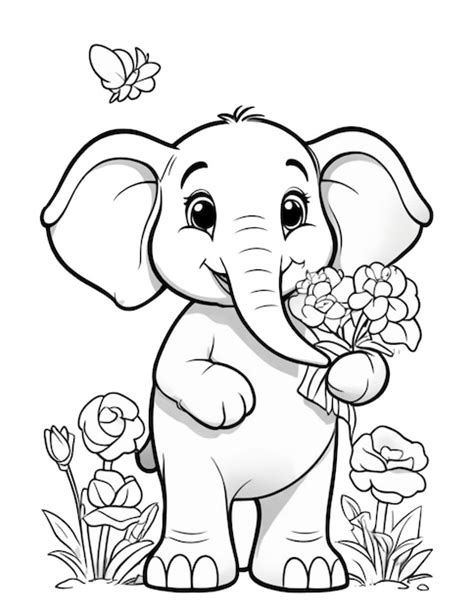 Libro De Colorear Para Ni Os Sobre El Elefante De Pascua Con Flores Y