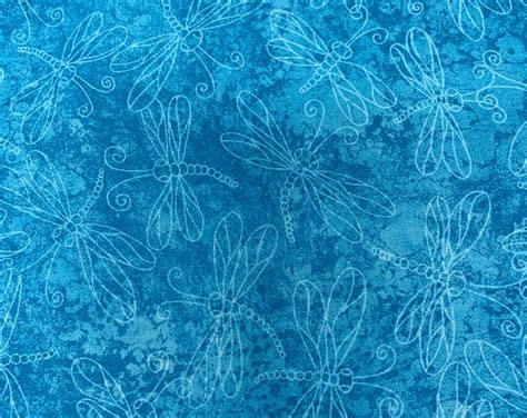 Dragonfly Cotton Fabric Turquoise Blue Dragonfly Fabric Blue Dragonfly