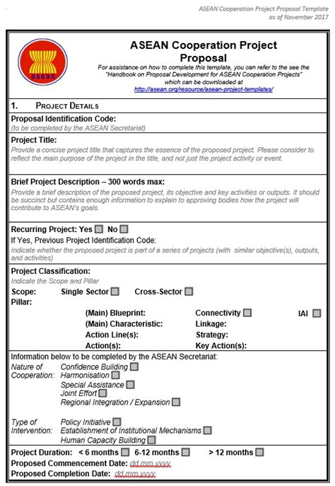 Asean Cooperation Project Proposal Template Asean China Cooperation