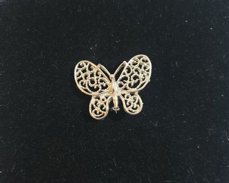 1960 S Gerry S Signed Silver Tone Butterfly Brooch Gem