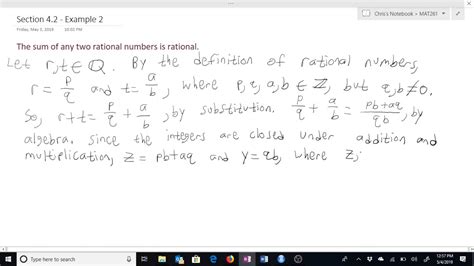 Proof Of The Sum Of Two Rational Numbers Is Rational Youtube