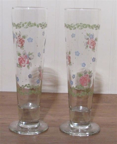 Pfaltzgraff Tea Rose Pilsner Glasses Set Of Pfaltzgraff Tea Roses