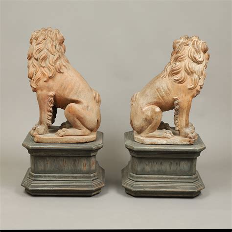 Rare Pair of Lion Garden Statues - Jeffrey Tillou Antiques