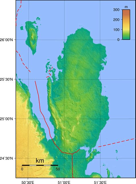 Map Of Qatar Topography Online Maps And Travel