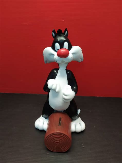 Antigua Figura Hucha De Goma Gato Silvestre Looney Tunes Warner Bross