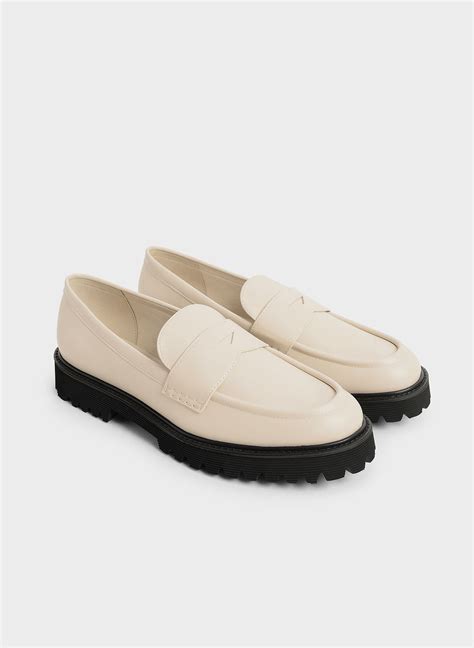 Chalk Chunky Penny Loafers Charles And Keith Us