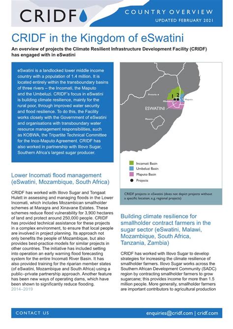 Cridf In The Kingdom Of Eswatini An Overview Of Projects The Climate