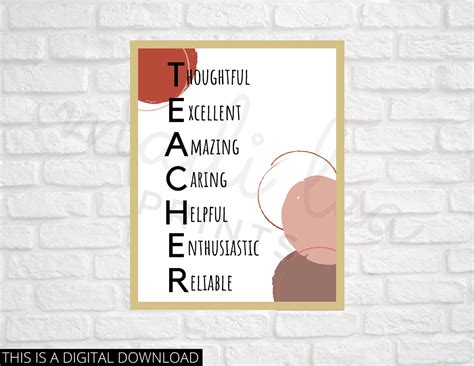 Teacher Acrostic Poem With Organic Dots Etsy