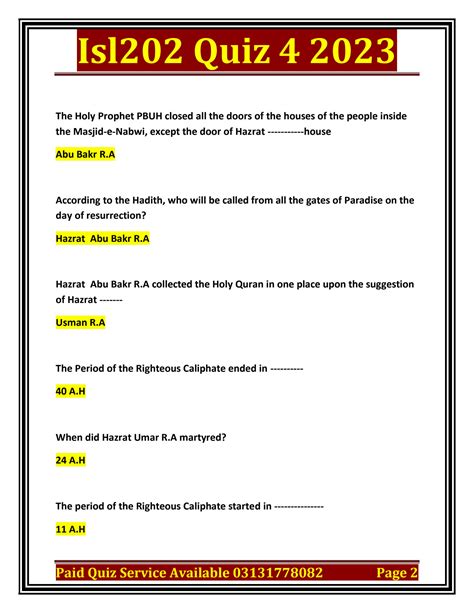 SOLUTION Isl202 Quiz 4 2023 Final Term Preparation 1 1 Studypool