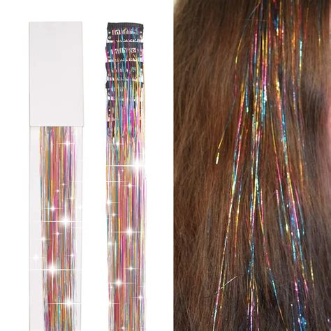 Amazon Clip In Hair Tinsel Kit Pcs Inch Glitter Tinsel Hair