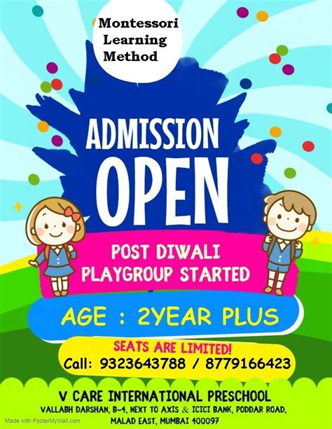 Admission Open For Play Group Nursery Jr K G Sr K G Playgroup