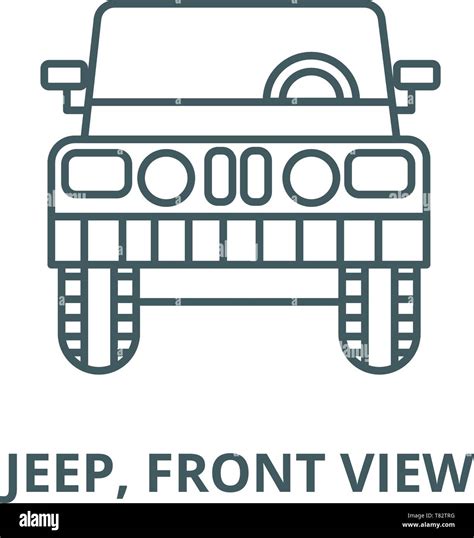 Jeep Front View Vector Line Icon Linear Concept Outline Sign Symbol