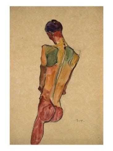 Male Nude Back View Giclee Print Egon Schiele Allposters