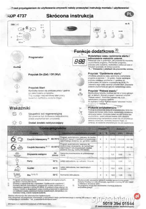 Zmywarka Whirlpool Adp U Ywana Sprawna Do Zabudowy Krak W