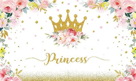 Gold Crown Princess Backdrop Baby Shower Backdrops Little Princess Baby Shower Party Decorations ...