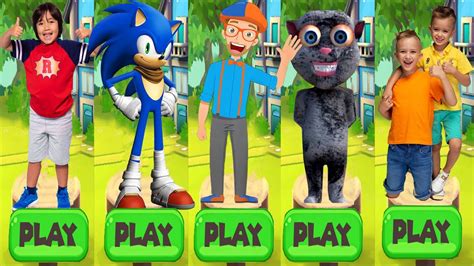 Tag With Ryan Vs Sonic Dash Vs Blippi Adventure Run Vs Talking Juan