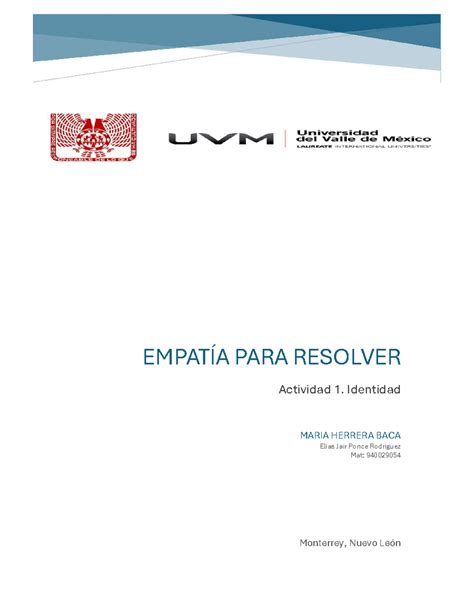 Actividad Identidad Empat A Para Resolver Actividad Identidad