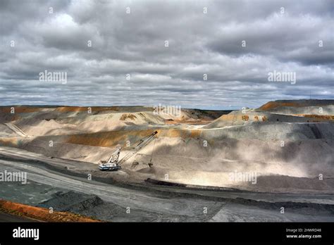 Aerial of Dragline operating in the BMA Blackwater Coal Mine Central Queensland Australia Stock ...