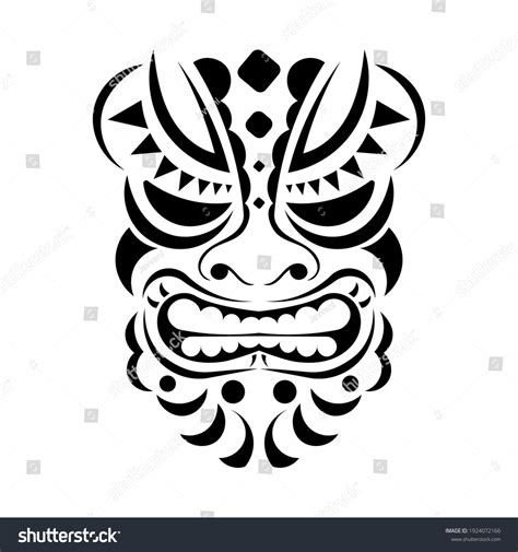 Totem Face Face Polynesian Maori Style Stock Vector Royalty Free