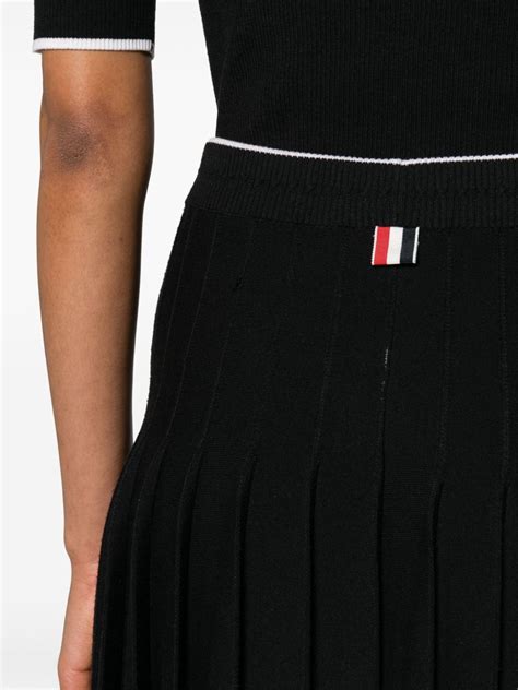 Thom Browne A Line Pleated Midi Skirt Black Farfetch