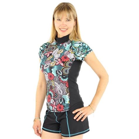 Short Sleeve Rash Guard With Built In Shelf Bra Upf 50 Fever C712k7r8oz5