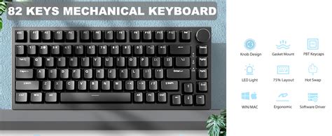 AJAZZ AK TKL Wired Mechanical Keyboard Hot Swappable Red Switch Gasket Mount Gaming