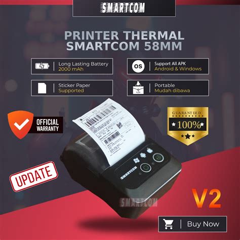 Jual SMARTCOM Paket Printer Thermal Bluetooth V2 10 Roll Kertas