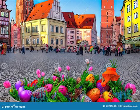 Easter Holiday Scene In Wroclaw Dolno L Skie Poland Stock Illustration