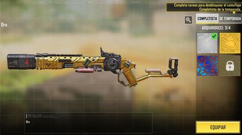 Call Of Duty Mobile Camuflaje Completista Oro Para La Escopeta Argus