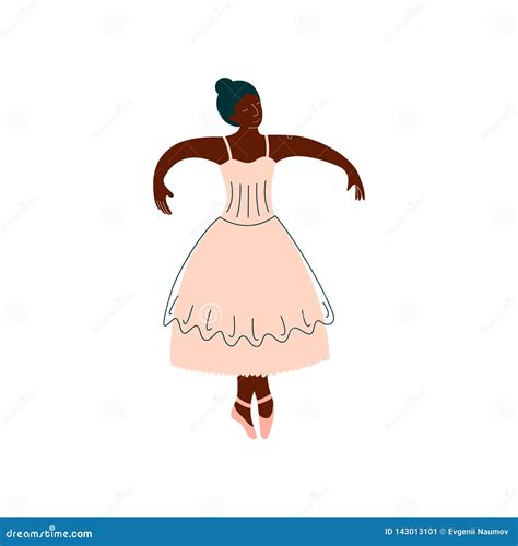 African American Ballerina In White Dress Dancing Classical Dance