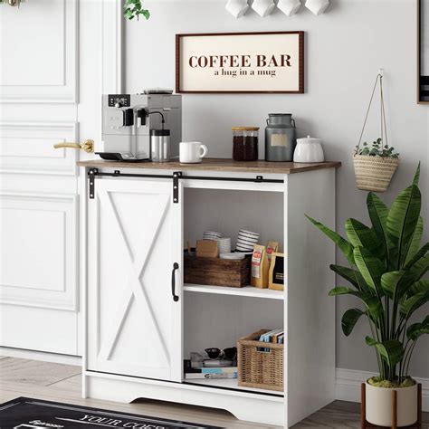 Buy Ever Winner Farmhouse Coffee Bar Cabinet White Sideboard With