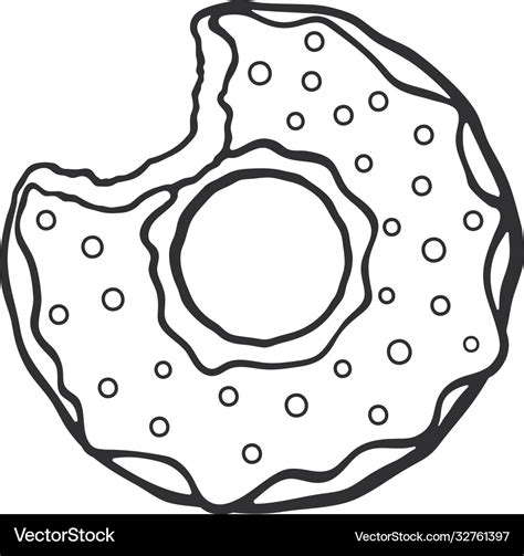 Doodle Bitten Donut With Glaze And Powder Vector Image