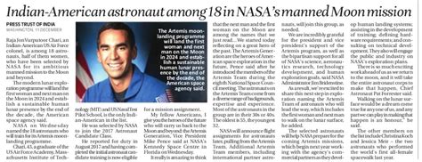 Indian American Astronaut Selected For Nasas Moon Mission Latest Duniya