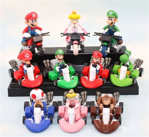 Super Mario Bros Kart Pull Back Car PVC Action Figure Toys Mario Cars ...