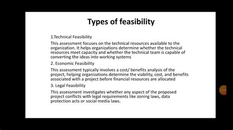 Types Of Feasibility Study Youtube