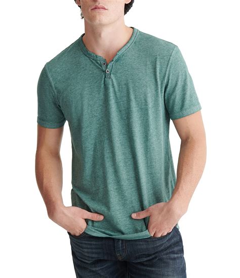 Lucky Brand Short Sleeve Button Notch Neck Venice Burnout T Shirt Dillards