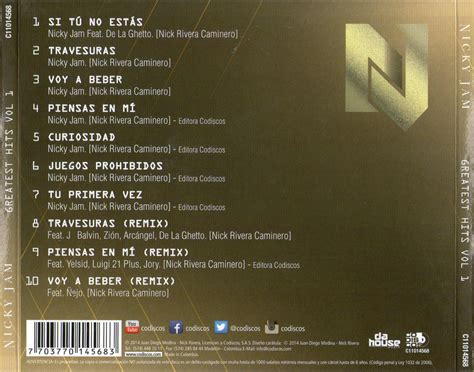 Car Tula Trasera De Nicky Jam Greatest Hits Volumen Portada