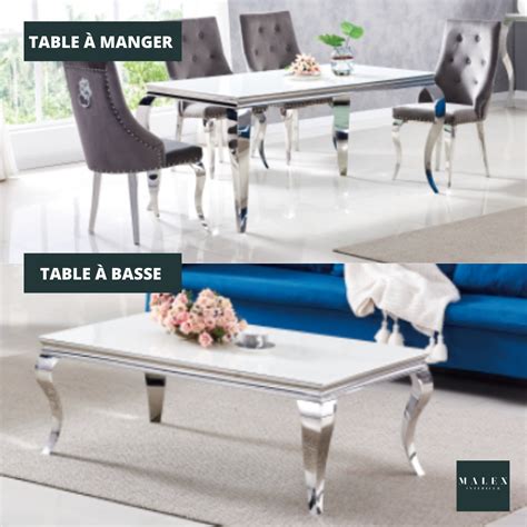 Lot Table à manger Table basse Baroque rectangulaire chrome Malex