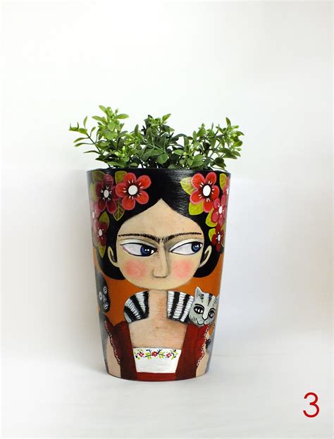 Frida Kahlo Mujer Pintora Maceta Frida Kahlo Macetas Etsy