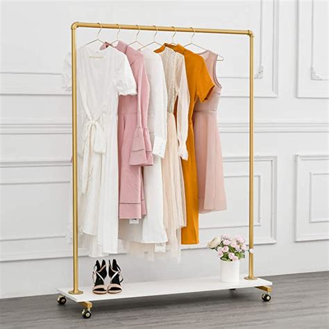 Amazon BOSURU Gold Pipe Clothing Rack Garment Rack With Shelves