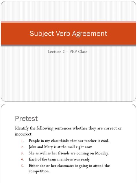 Subject Verb Agreement Pdf Grammatical Number Verb