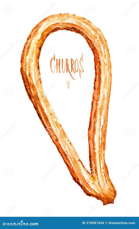 Churros Watercolor Illustration Traditional National Spanish Sweet