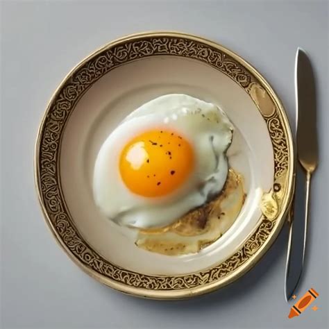 Golden Plate With A Sad Face Fried Egg On Craiyon