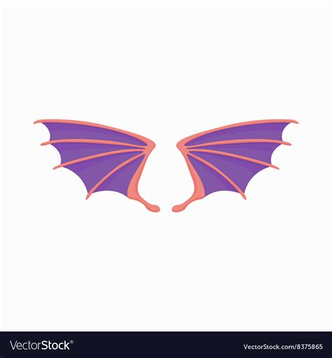 Violet dragon wings icon cartoon style Royalty Free Vector