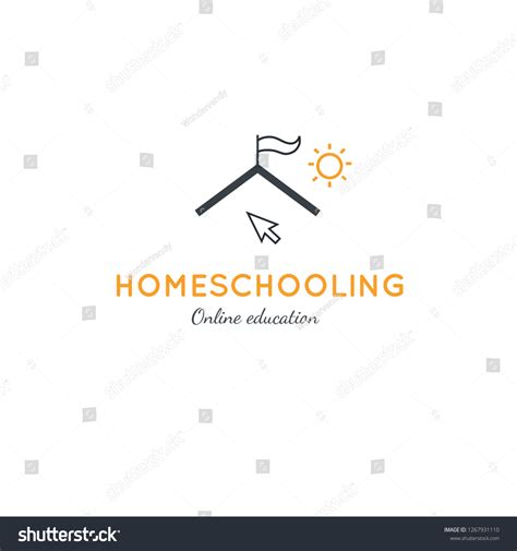 Homeschooling Vector Logo Symbol Thin Line Vector De Stock Libre De