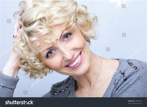 Smiling Face Middleaged Blonde Pretty Woman Stock Photo 72066535 Shutterstock