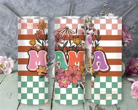 Boho Mama Tumbler Template, Retro Mama Flower 20oz Skinny Tumbler, Mama ...