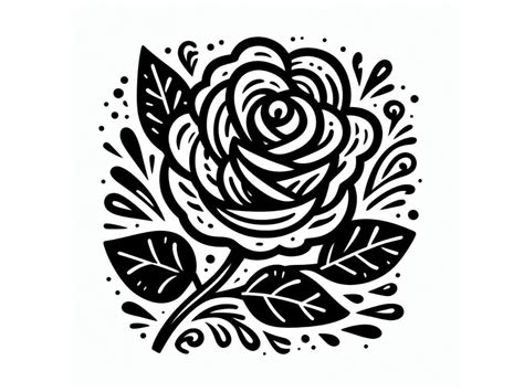 4 Artistic doodle white rose. Hand drawn illustration By ...