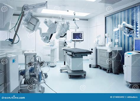 Cleanroom With Surgical Robots Performing Delicate Stock Photography