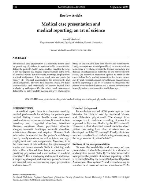 Pdf Medical Case Presentation And Medical Reporting An Art Of